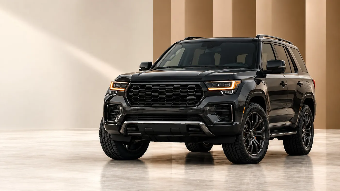 A black imported SUV photographed in the studio